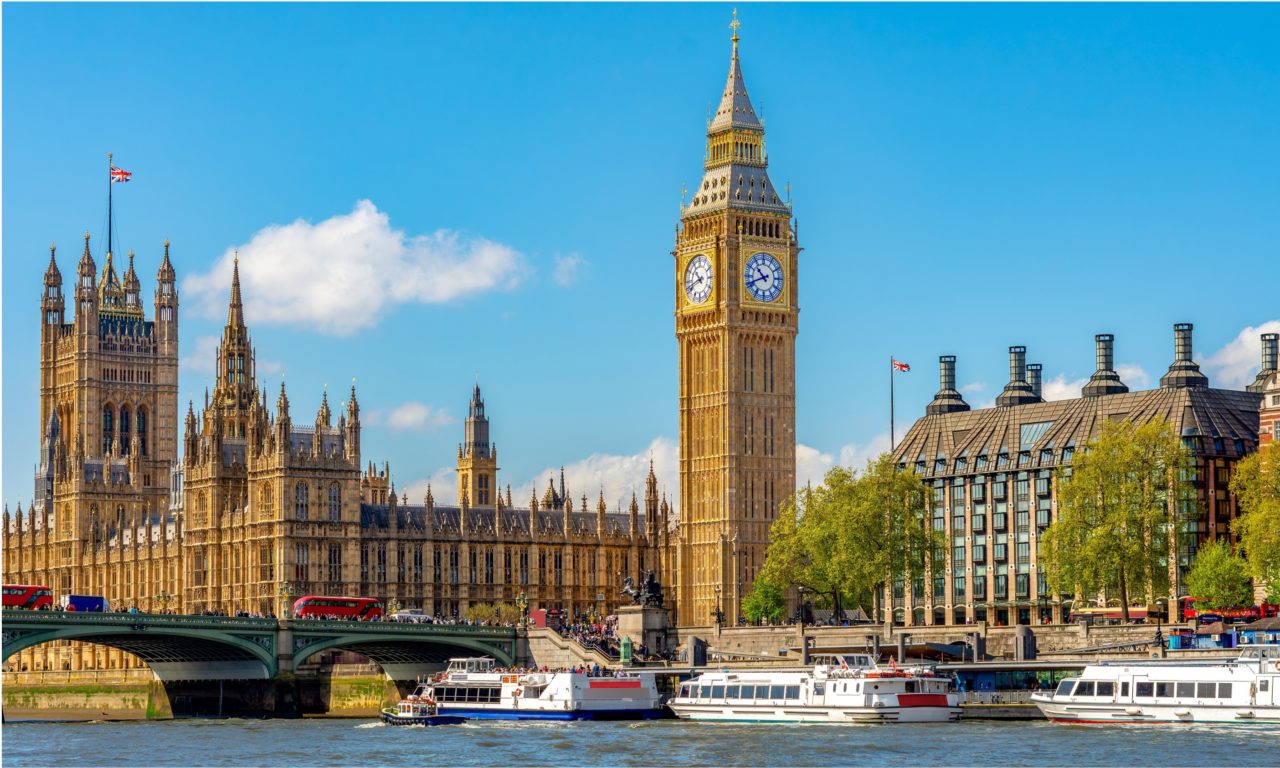 View of Westminster by the River Thames in London, United Kingdom