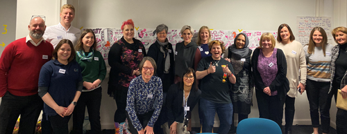 A photo of the amazing patient advocates, Sheffield Hallam and Leo Cancer Care team.
