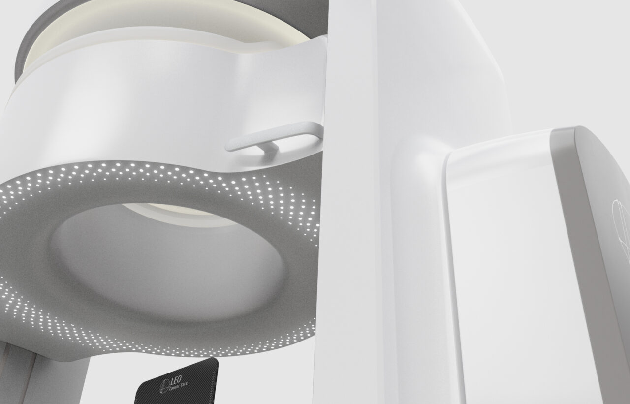 a up close view of the Leo Cancer Care CT scanner