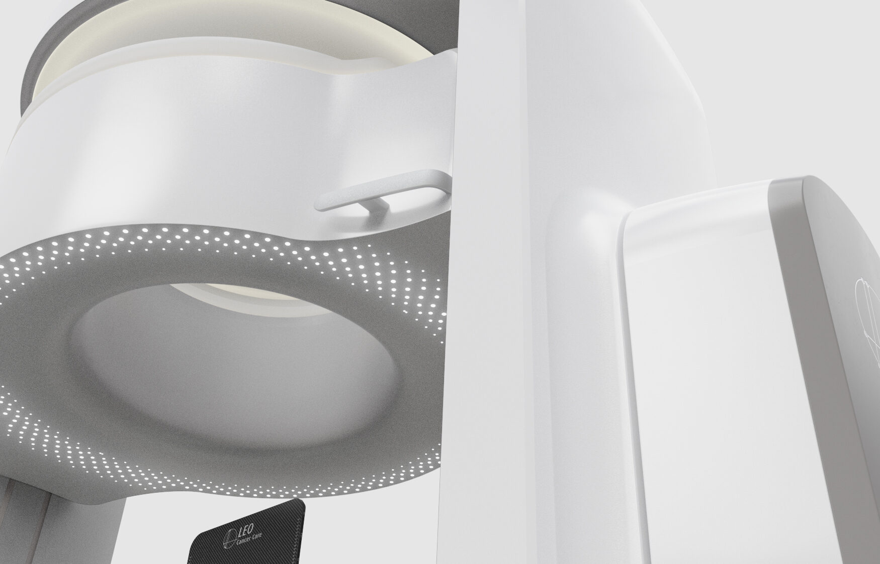 a up close view of the Leo Cancer Care CT scanner